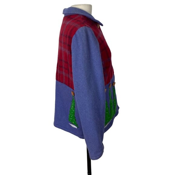 Breckenridge Patchwork Christmas Jacket Womens Petite Large Wool Grandmacore - Picture 10 of 12